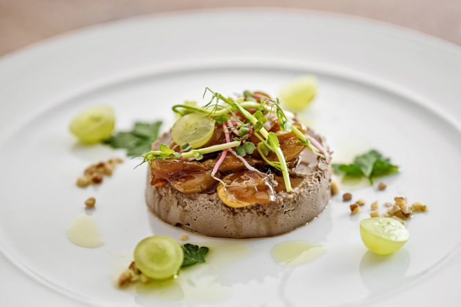 food photography liver pâté on the white plate