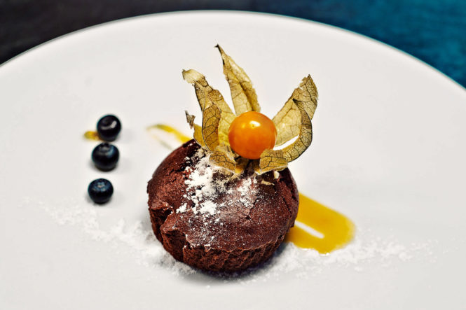 Food photography muffin with yellow cream