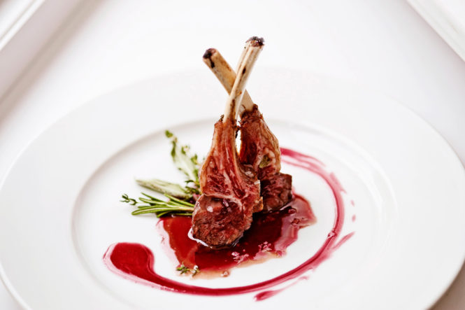 Food picture-Grilled mutton on white plate
