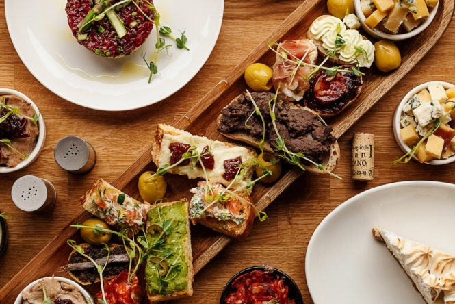 food photography tapas on the table brno