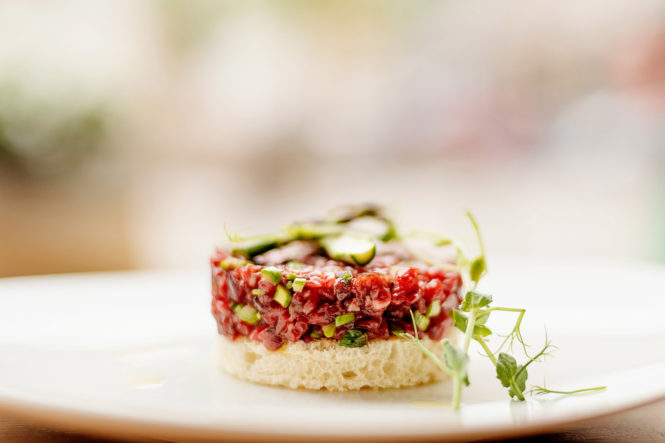 Food photography Salmon tartare next to the window